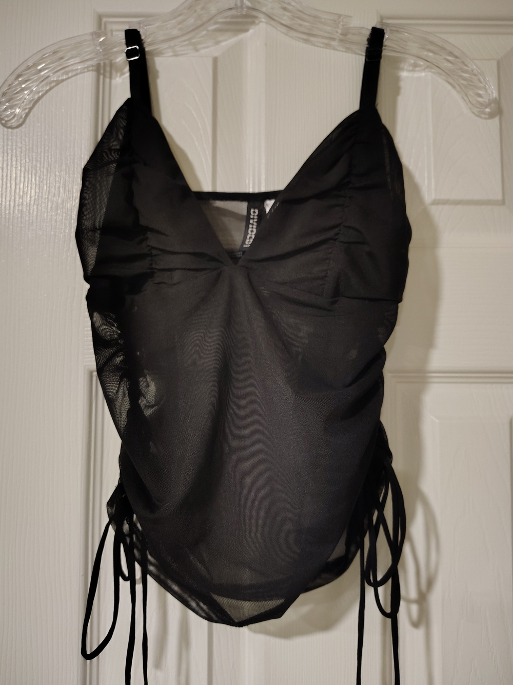 Dividend H&M Black Sheer Ruched V-Neck Camisole with Side Ties